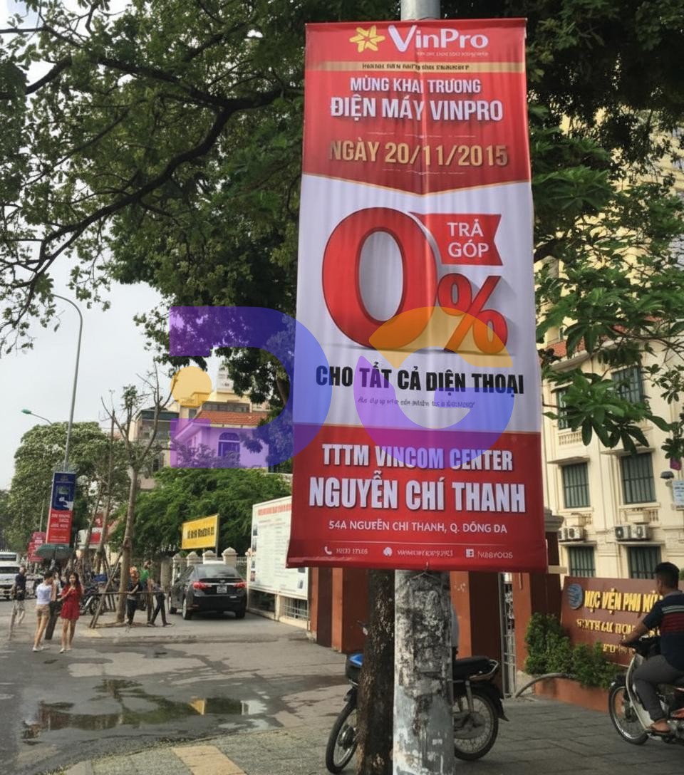 Kích thước, chất liệu và vị trí treo băng rôn dọc quyết định 80% hiệu quả